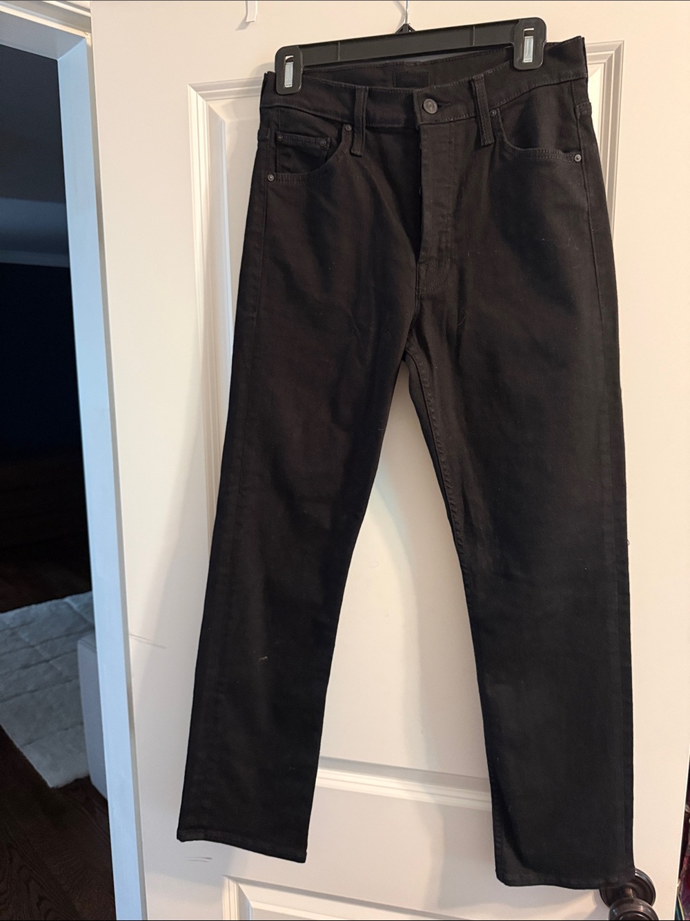 MOTHER Black Straight-Leg Jeans
